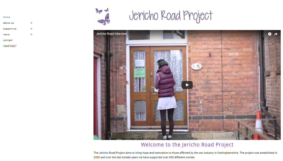 Jericho road project homepage example for charity marketing post