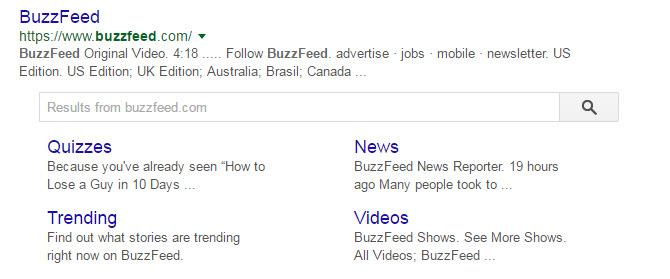 BuzzFeed Sitelinks search box schema markup