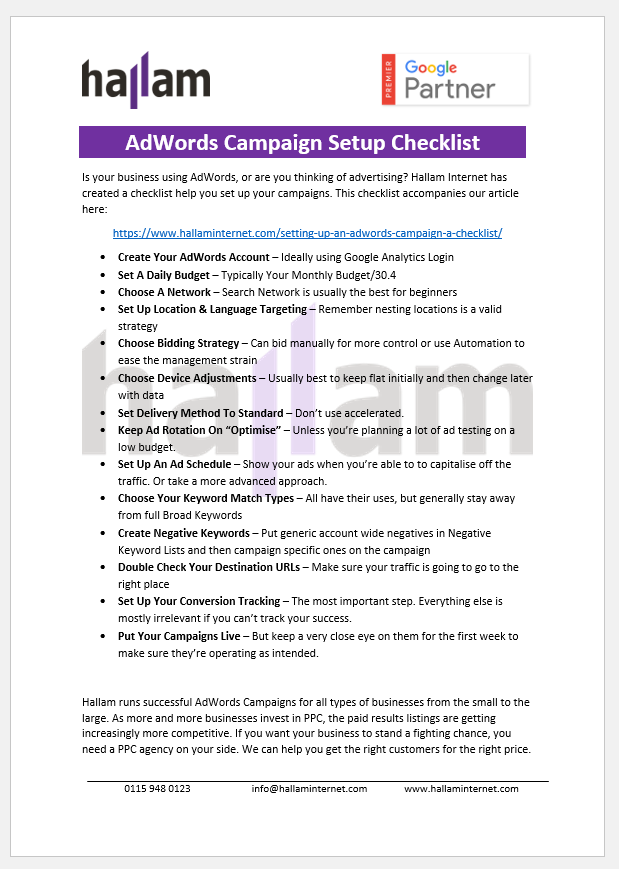 setting up an adwords campaign a