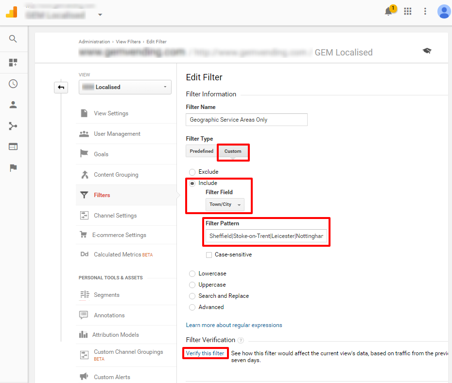 Tracking multiple geographic locations in Google Analytics - Creating a filter