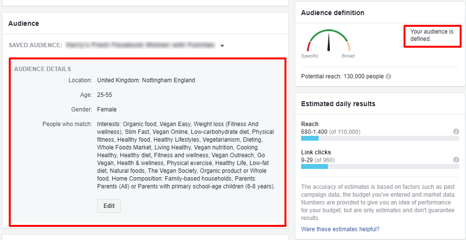 defined Facebook Audience Targeting