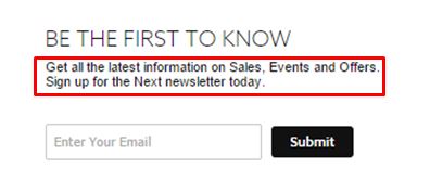 Email sign up Next example