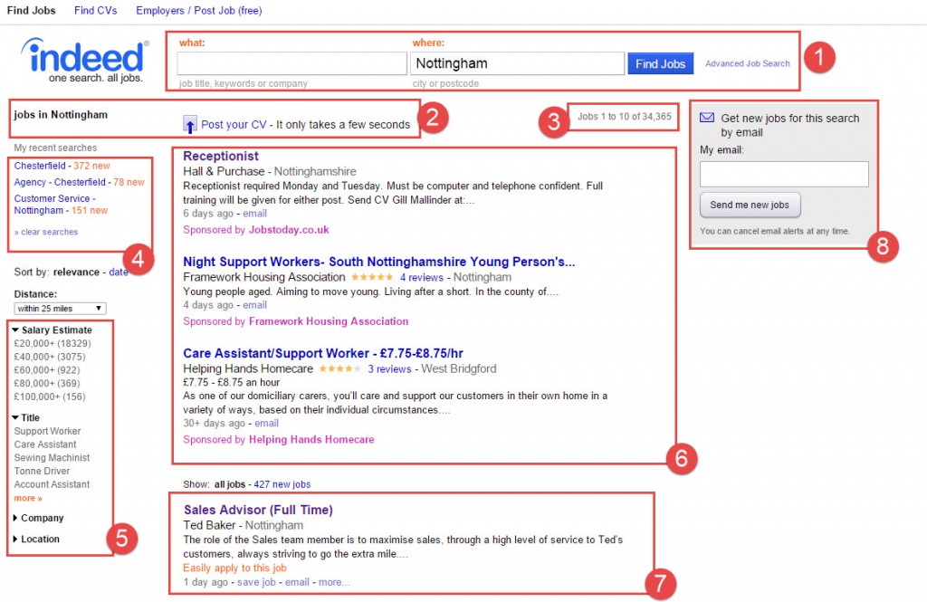 SEO For Recruitment Agencies - Annotated Indeed