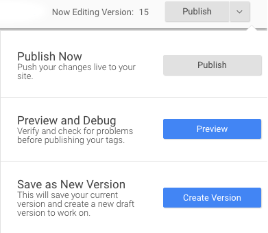 Preview, debug and publish in GTM