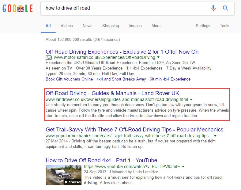  Digital marketing in the automotive industry: Search Query How To Drive Off Road