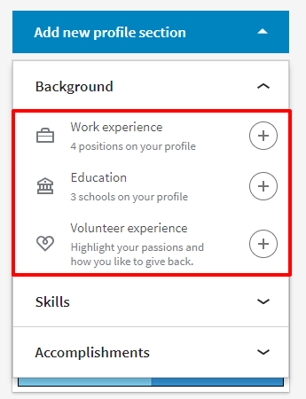 Add your background on LinkedIn