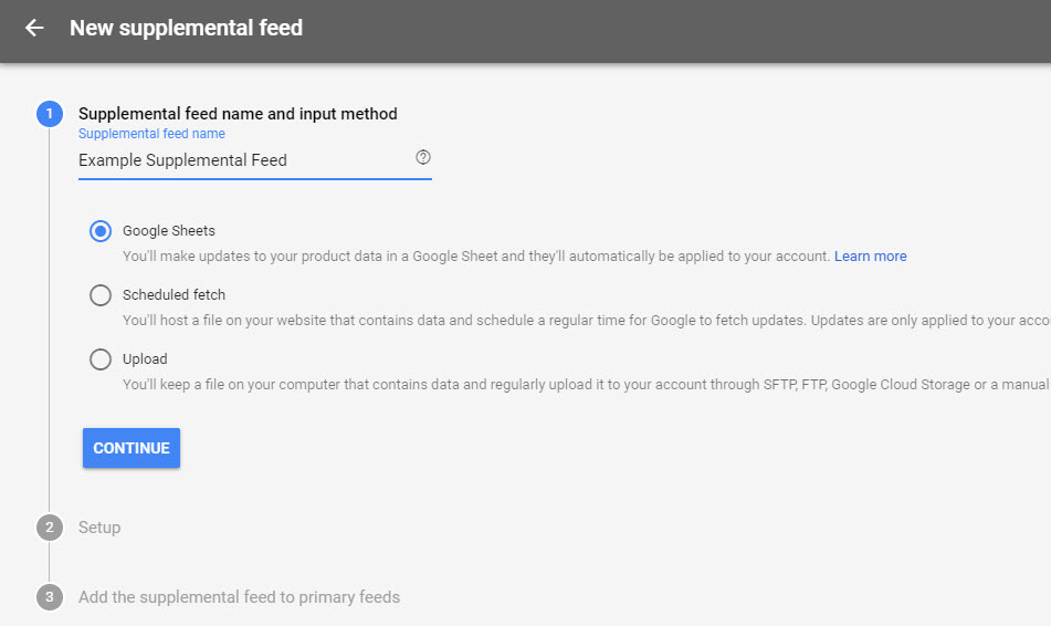 Adding a supplemental feed in Google Merchant Center