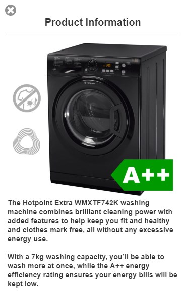 Example of good product description - Appliance Direct ecommerce product description are informative and engaging