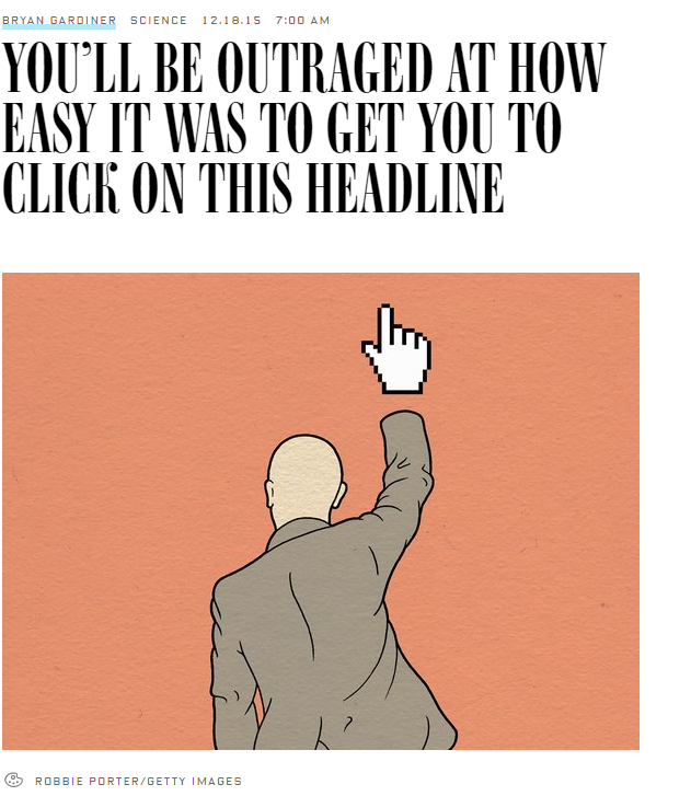 A screenshot of a Wired article on clickbait.
