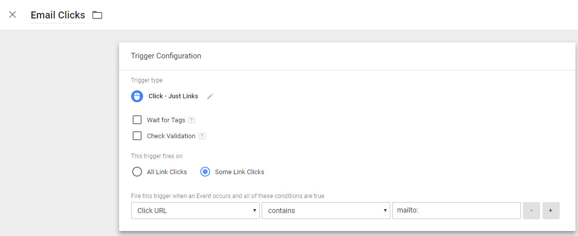 Google Tag Manager Event trigger to record an email click event action - Google Analytics event tracking