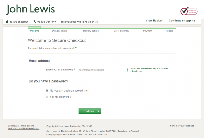 The John Lewis checkout removes all distractions from the purchase funnel