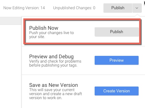 publish version google tag manager