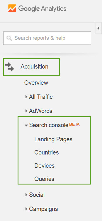 Accessing search console date in analytics