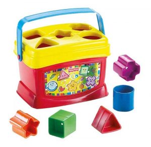 Children's toy with shaped blocks and shaped holes