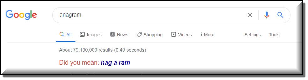 Google anagram