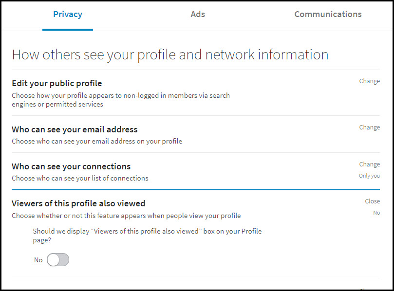 linkedin privacy settings