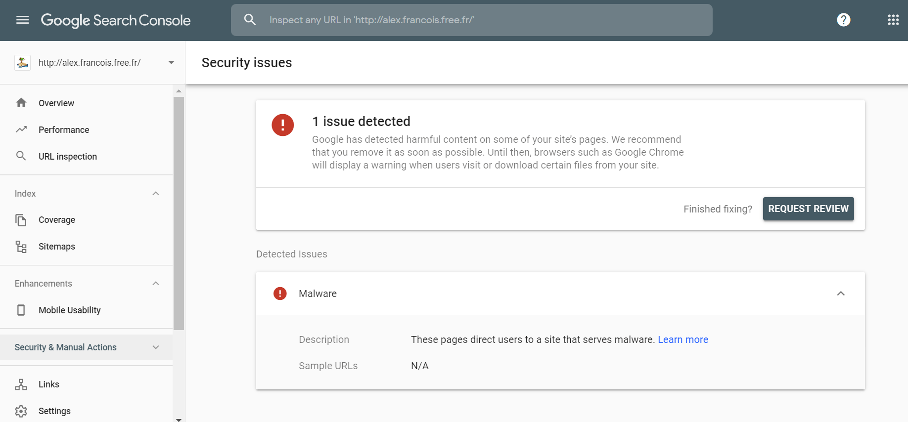 search console security issues
