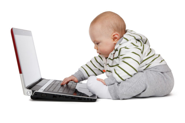 generation z advertising - baby on a laptop