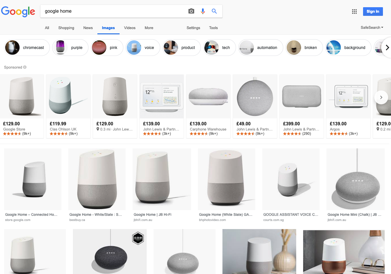 google home image search