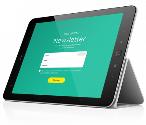 subscription to the newsletter on the tablet