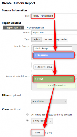 Create custom report - Google Analytics day of week