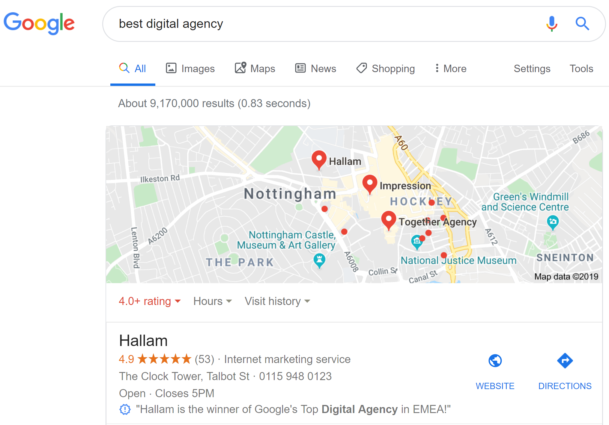 Google reviews - stars and a map