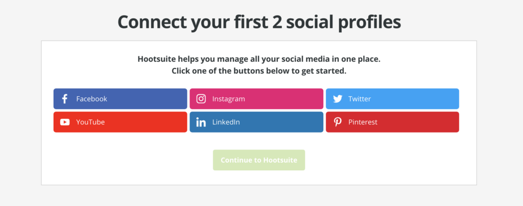 Adding social media profiles to Hootsuite