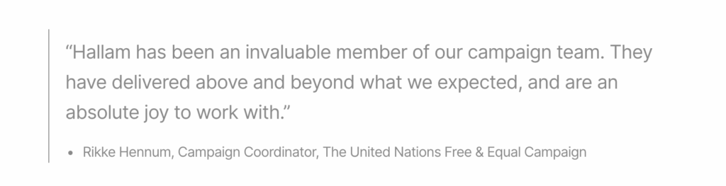 United Nations testimonial