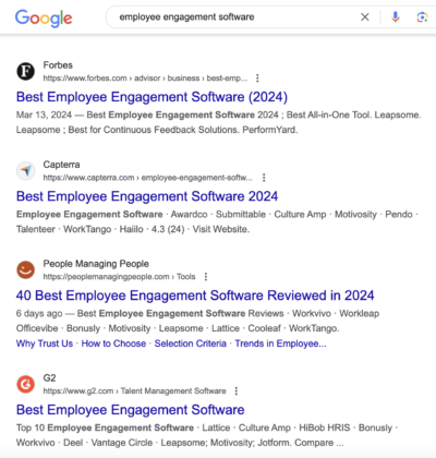 employee engagement software serp