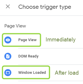 trigger types page view Goole Tag Manager
