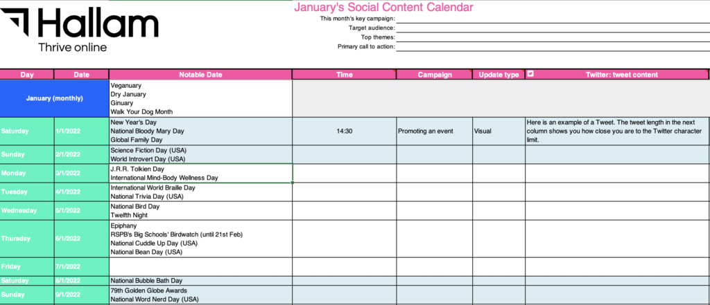 Free Content Calendar Template 2022 Free 2022 Social Media Marketing Calendar | Plan Your Social Content