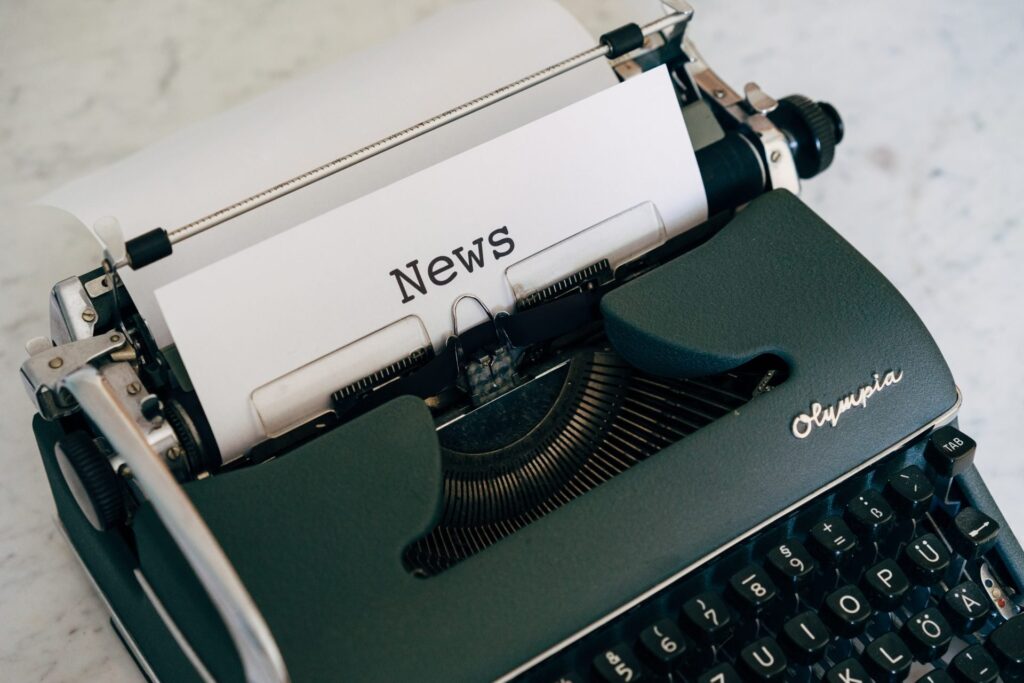 news page on a typewriter