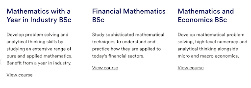 screenshot of more details on birmingham university's mathematics course page