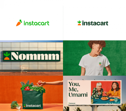 Instacart - simple green, orange and white colour scheme with a recognisable carrot logo