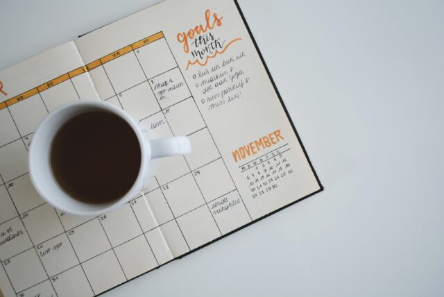 Coffee on a calendar marked 'November'
