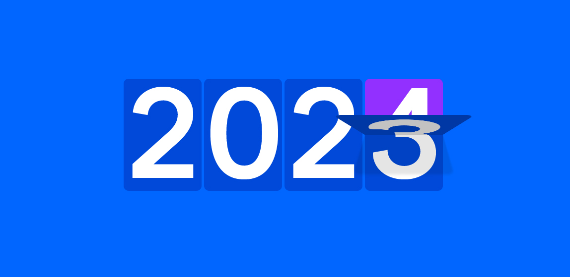 2023 written on blue