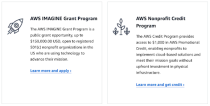 AWS IMAGINE Grant Program and AWS Nonprofit Credit Program