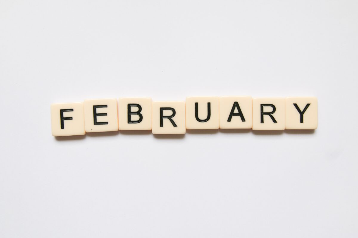 February in scrabble letters